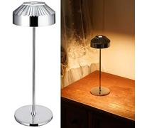 LuminexDesigns Lampe de Table LED Sans Fil, Rechargeable et Dimmerable, IP54, Finition Chrome, pour Intérieur et Extérieur, Chambre, Bureau, Balcon et Jardin