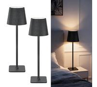 LuminexDesigns Lot de 2 Lampes de Table LED sans Fil 5200mAh - Lampes de Chevet Dimables Longue Durée, IP54 Étanches - Pour Intérieur et Extérieur, Chambre, Bureau, Jardin, Noir