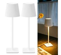 LuminexDesigns Lot de 2 Lampes de Table LED sans Fil 5200mAh - Lampes de Chevet Dimables Longue Durée, IP54 Étanches - Pour Intérieur et Extérieur, Chambre, Bureau, Jardin, Blanc