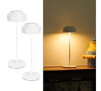 LuminexDesigns Lot de 2 Lampes de Table LED Sans Fil, Rechargeables et Dimmerables, IP54, Finition Chrome, pour Intérieur et Extérieur, Chambre, Bureau, Balcon et Jardin