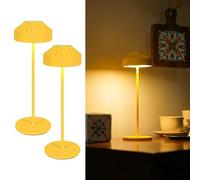 LuminexDesigns Lot de 2 Lampes de Table LED Sans Fil Rechargeables, Tactiles Dimmables avec 3 Températures de Couleur et Mémoire, Mini Lampes de Chevet en Métal Lourd pour Chambre, Terrasse et Jardin