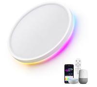 LuminexDesigns Plafonnier LED Dimmable Smart 24W avec Télécommande et Contrôle WIFI - Lampe de Plafond Ultra Plate avec Rétroéclairage RGB, Compatible Alexa & Google Assistant, pour Salon et Chambre