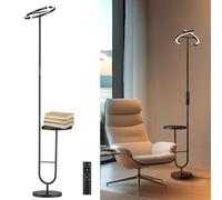 LuminexDesigns Stehlampe Dimmbar Wohnzimmer mit Tisch 36W LED Stehleuchte mit Regal, 360° Drehbarer Standleuchte, 2700K-6500K 175cm Höhe Leselampe Modern Schlafzimmer Schwarz