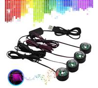 LuminKing Boules LED pour Voiture - 4 lumières LED, éclairage intérieur, Plancher et intérieur de Voiture, Effets Disco, synchronisation avec la Musique