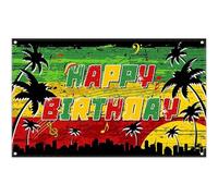 Luminora 1,8 x 1,1 m Reggae Musique Joyeux Anniversaire Toile de Fond Été Tropical Palmiers Jamaïque Rasta Fond Coucher de Soleil Décorations de Fête Photo Studio Accessoires Stand