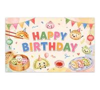 Luminora 1,8x1,1m Fond Anniversaire Mignon Ravioli Chinois Lanterne