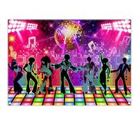 Luminora 2,1 x 1,5 m Disco Party Backdrop 70s 80s 90s Disco Dance Flash Balls Background Let's Glow Crazy Neon Birthday Banner Party Photo Props Supplies