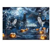 Luminora 2,1 x 1,5 m Halloween cimetière Fond fantôme Citrouille Croix Bougie Chauve-Souris Lune éclair Nuit Fond de la Terreur Truc ou Traiter décor Photo bannière Accessoires