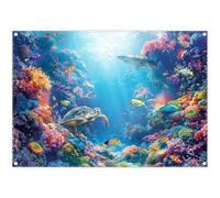 Luminora 2,1 x 1,5 m sous la mer Toile de Fond Aquarium sous-Marin Océan Tropical Fond de Corail coloré Décorations de fête de Naissance Bannière Photo Accessoires Stand