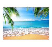Luminora 2,1 x 1,5 m Summer Tissu Beach Background Tropical Ocean Palm Leaves Sea Background Birthday Party Schools Out for Summer Décorations Photo Booth Banner