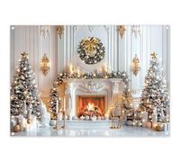 Luminora 2,1 x 1,5m Blanc Hiver Pays des Merveilles Cheminée Toile de Fond | Arbre de Noël Couronne de Noël Fond Décorations d'Anniversaire de Vacances Bannière Photo de Fête