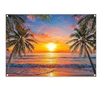 Luminora 2,1x1,5 m Toile de Fond Plage Tropicale Été Coucher de Soleil, Lever de Soleil Océan Palmiers Hawaïens Polyester, Décoration Fête Luau, Tapisserie Murale et Accessoire Studio Photo