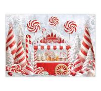 Luminora 2,1x1,5m Rouge Blanc Stand de Confiserie Toile de Fond Hiver Noël Crème Glacée Cadeaux Neige Bonbon Canne Extérieur Fond Doux Enfants Festival Décor Photo Bannière Accessoires