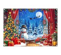 Luminora 2,1x1,5m Rouge Forêt de Noël Nuit enneigée Rebord de fenêtre Fond