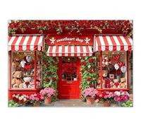 Luminora 2,1x1,5m Rouge Sweet Heart Shop Toile de Fond Saint Valentin Romantique Rose Jouet Ours Coeur Ballon Fond Adultes Fête de Vacances Décoration Photo Bannière Accessoires