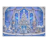 Luminora 2,1x1,5m Toile de Fond Noël forêt Bleue Palais enneigé | Tissu polyester, décor princesse soldat avec sapin, idéal pour anniversaires, Nouvel An et fêtes en extérieur