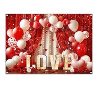 Luminora 2,1x1,5m Toile de Fond Saint Valentin Amour Rouge Rose Coeur Ballons Arche Roses Fond Mariage Fiançailles Anniversaire Fête Décor Photo Bannière Accessoires