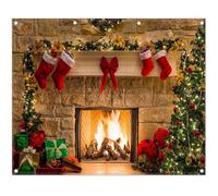 Luminora 3 x 2,4 m Hiver Noël Mur de Briques Cheminée Toile de Fond | Bas de Noël Arbre de Cadeaux Fond, Anniversaire Baby Shower Décor, Fête Photo Bannière