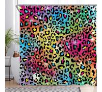 Luminora Rideau de Douche à imprimé léopard coloré pour Salle de Bain, imprimé guépard, Animaux africains, Enfants, Femmes, décorations avec 12 Crochets, Polyester imperméable 1,8x1,8 m