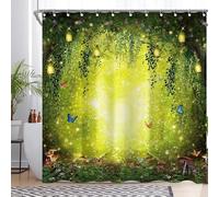 Luminora Rideau de Douche Spring Forêt enchantée pour Salle de Bain Conte de fées Pays des Merveilles Nature Herbe Décorations Ensembles avec 12 Crochets Polyester imperméable 1,8x1,8 m