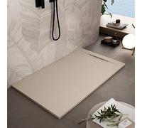 Luminosa ArredoBagno Marmoresina Receveur de douche 90 x 140 cm - Effet pierre antidérapant avec GelCoat - Modèle Venice couleur crème - Grille design, bonde incluse