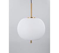 Luminosa Merano Cornwall 30cm Globe Pendentif Plafonnier Verre Opale Laiton Antique Métal Noir Tissu Fil LED E27