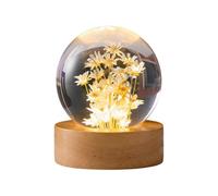 Luminous Crystal Ball Rotating Night Light Wooden Base Eternal Flower Lamp,100% New