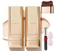 Luminous Dual-Ended Concealer Foundation Stick,Korean 3 In 1 Multi-Use Dual-Ended Long-Lasting Concealer Foundation Stick With Brush,Lightweight Brightens. (Ivory White*2, Onesize)