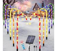 Luminous Flowers 12 Pièces Decoration Noel Lampe Solaire Exterieur,8 Modes de Canne à Sucre éclairée Solaire,Bonbon Lumières avec Étoiles Noë,Étanches,Marqueur De Chemin De Noël pour Terrasse/Cour