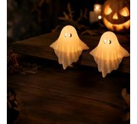 Luminous Ghost Ornament,Glowing Ghost Table Decor with Warm LED Light，2pcs