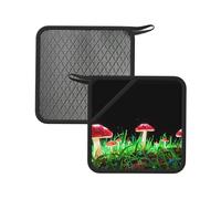 Luminous Mushrooms Lot de 2 tapis anti-brûlure carrés en silicone pour poêles, fours, grills, service à thé 18 cm