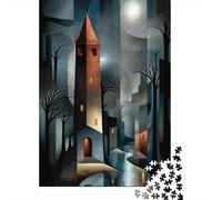 Luminous Tower in The Silent Night Puzzle Adulte 1000 Pièces, 38x26cm/1000pcs, Pièces Blanches pour Un Tri Ordonné; Cadeau De Crémaillère pour La Maison