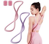 Luminousdo Resistance Bands, Figure 8 Resistance Bands for Women Men, Luminous Do Exercise Bands with Handles, for Working Out, Arm, Chest (Pink+Purple 25LB)