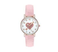 Luminouse Montre à quartz classique pour femme avec cadran facile à lire et flèche à travers le cœur Montre ronde en cuir pour femme, rose, taille unique
