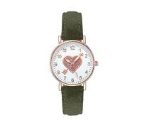 Luminouse Montre à quartz classique pour femme avec cadran facile à lire, une flèche à travers le cœur, montre ronde en cuir pour femme, bracelet de lecture d'anniversaire, Vert, taille unique