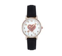 Luminouse Montre à quartz classique pour femme Cadran facile à lire et avec flèche à travers le cœur Montre ronde en cuir pour femme anniversaire, Noir , taille unique
