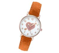 Luminouse Montre bracelet pour femme avec cadran facile à lire et avec flèche à travers le cœur Montre ronde en cuir pour femme Montre d'anniversaire Presse verre, b, One Size