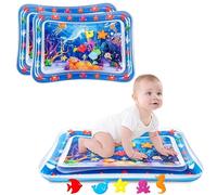 LUMINY 2 Pièces 70x50cm Tapis Eau Bebe Eveil, Tummy Time Bebe pour Bébé de 3 6 9 12 Mois, Tapis D’eau Sans Bpa, Tummy Time Water Mat, pour Apprendre et Ludiques Favorisent la Croissance (Bleu)