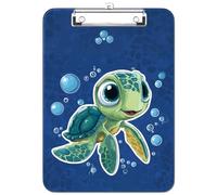 Luminzo Joli porte-bloc en plastique, clip en métal discret, format lettre A4 22,9 x 31,8 cm, 8,5 x 24 cm pour enseignants, infirmières, salle de classe, tortue mignonne