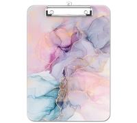 Luminzo Porte-bloc mignon en plastique, pince métallique discrète, format A4 9 x 12,5 pouces, 8,5 x 11 pouces, pour enseignants, infirmières, salles de classe (Pink Dream Marble)