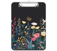 Luminzo Porte-bloc mignon en plastique, pince métallique discrète, format A4 9 x 12,5 pouces, 8,5 x 11 pouces, pour enseignants, infirmières, salles de classe (Wild Flower)