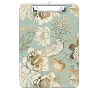 Luminzo Porte-bloc mignon en plastique, pince métallique discrète, format A4 9 x 12,5 pouces, 8,5 x 11 pouces, pour enseignants, infirmières, salles de loral Bird)