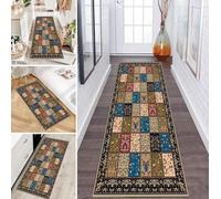 LUMIPAP Tapis de couloir antidérapant - 100 x 320 cm - Vert olive - Style patchwork floral antidérapant - Lavable - Vendu au mètre - Pour chambre à coucher et couloir - Longueur réglable - 40 à 120 cm