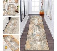 LUMIPAP Tapis de couloir, de cuisine et de cuisine, antidérapant, lavable, pour couloir, buanderie, 50 x 170 cm, orange dans un style turc