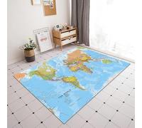 Lumirug Grand tapis de sol plat et décoratif éducatif pour salle de classe, maison, bureau - 80 x 120 cm - Motif carte politique du monde