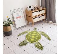 Lumirug Tapis de sol doux en peluche motif tortue verte pour chambre d'enfant, salle de bain, salle de jeux sur le thème de l'océan, décoration d'intérieur marine, 120 cm
