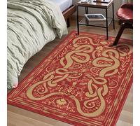 Lumirug Tapis mystique oriental en peluche douce avec bordure florale style bohème minimaliste, lavable, antidérapant, pour salon, chambre à coucher, salon, 100 x 150 cm