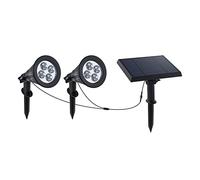 Lumisky Double spot solaire relié avec panneau solaire déporté 2 en 1 à piquer ou à fixer éclairage puissant LED blanc dimmable FAMILY SPIKY H38cm