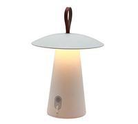 Lumisky Lampe de table sans fil FUNGY H29 cm Aluminium anse en cuir LED blanc chaud Blanc G