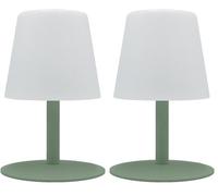 Lumisky Lampe de table sans fil pied en acier vert olive LED blanc chaud/blanc dimmable STANDY MINI Olive H25cm (Lot de 2)